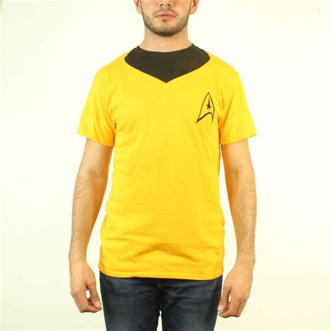 Star Trek Kirk Uniform Mens Yellow T Shirt Jump Aboard The Uss
