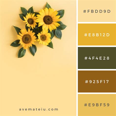 Sunflower On Yellow Surface Color Palette 305 Ave Mateiu