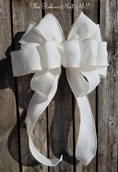 Burlap Bow White Pew Bow Chair Bow Wreath Bow Burlap Etsy Australia