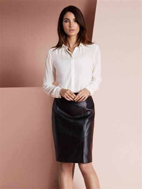 Afbeeldingsresultaat Voor Satin Blouse Leather Pencil Skirt Tight Pencil Skirt Black Leather