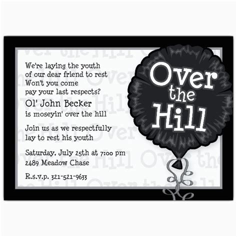 Over The Hill 50th Birthday Invitations Over The Hill Photo Birthday