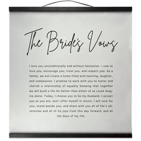 The Brides Vows Wedding Vows Frame Wall Hanging Decor Wedding T In