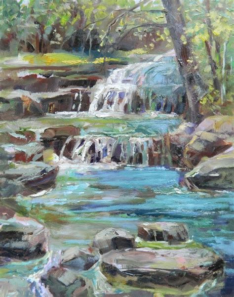 Small Original Impressionist Painting Oil On Wood Panel Cascading