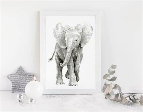 Elefant Kunst Elefant Druck Elefant Wandkunst Aquarell Etsy