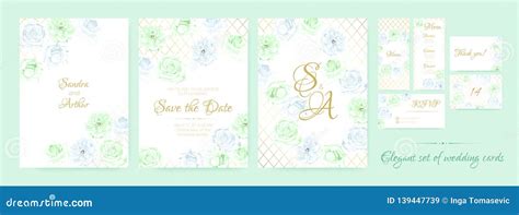 Delicate Greeting Cards For Wedding Stock Vector Illustration Of
