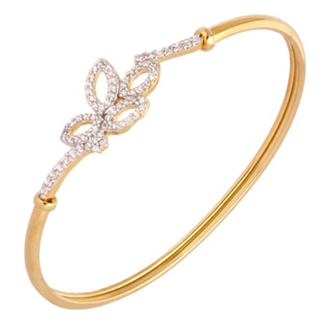 Maybe you would like to learn more about one of these? Buy Flower Leaf American Diamond Gold Openable Plated Kada ...