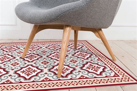 Red And Grey Vinyl Mat Linoleum Rug Printed Area Rug These Rug Are