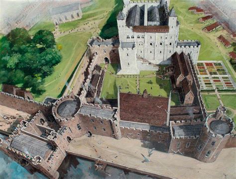 Reconstructed View Of The Tower Of London With The Great Hall 1300
