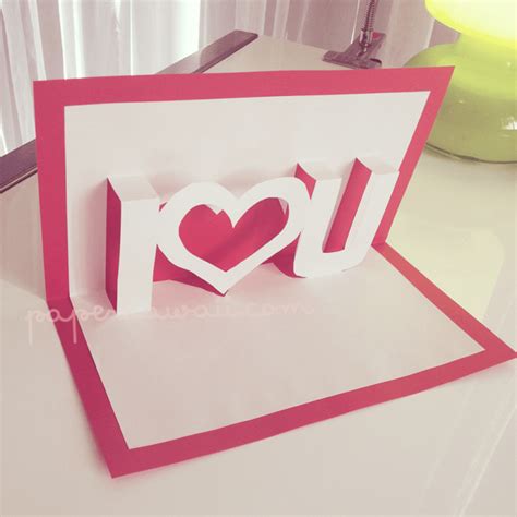 The second most common valentine's day pop up card is the 90 degree stepped heart card. Pop up Valentines Card template I ♥ U - Paper Kawaii