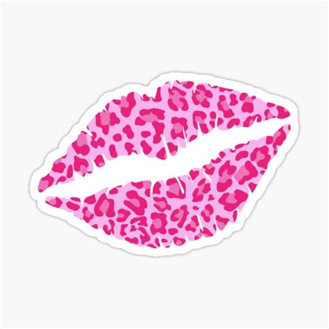 Pink Leopard Print Lips Sticker For Sale By Craftycatz Redbubble