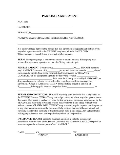 California Parking Agreement Template Fill Out Sign Online And