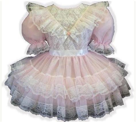 Millie Custom Fit Lacy Pink Sheer Adult Little Girl Baby Sissy Dress B