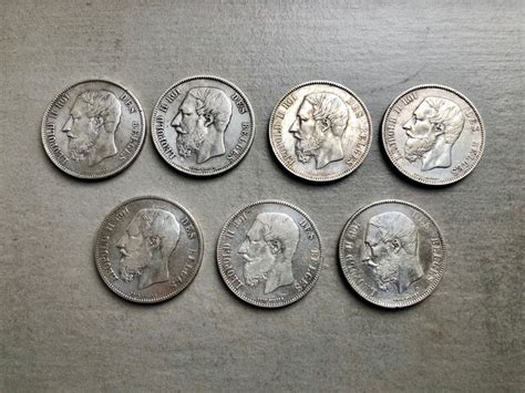 Belgium 5 Francs 18681873 Leopold Ii 7 Pièces Silver Catawiki