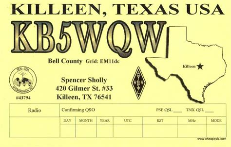 My Ham Qsl Card Ham Radio Bell County Radio