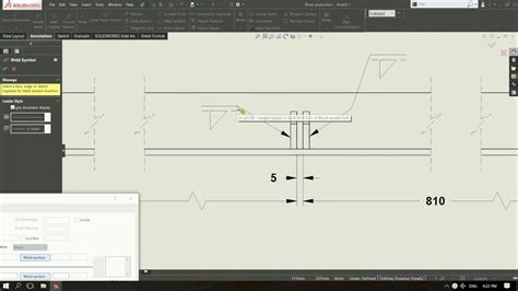 Solidworks Drawing Welding Symbol With Multi Sharp Line Jog Youtube