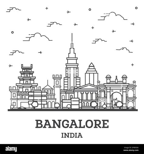 Outline Bangalore India City Skyline With Historic Buildings Isolated