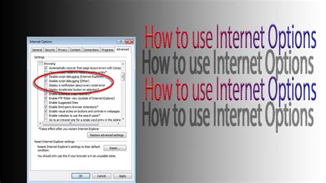 How To Use Internet Properties Advanced Tab 2017 Youtube