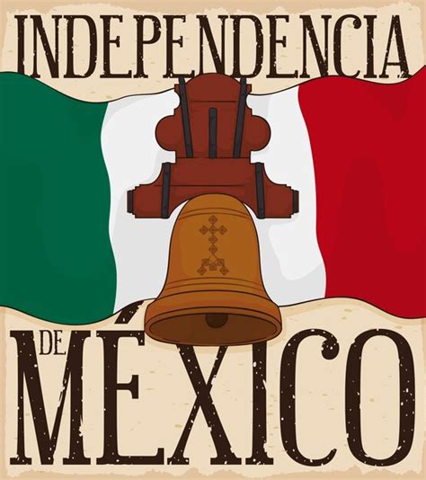 premium vector mexican flag hidalgo s bell over ancient scroll ready to celebrate mexico s