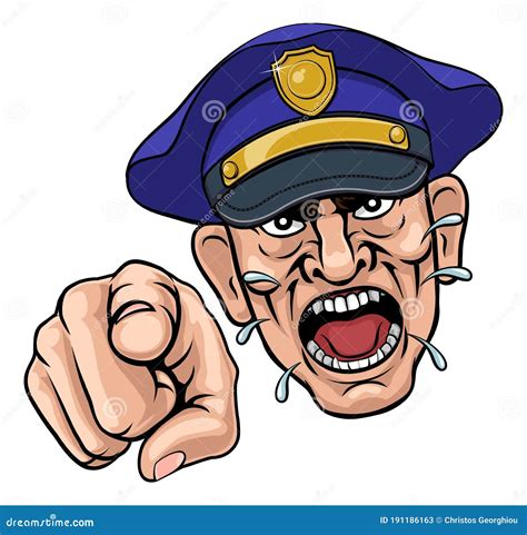 Angry Policeman Police Officer Cartoon Stock Vector Illustration Of