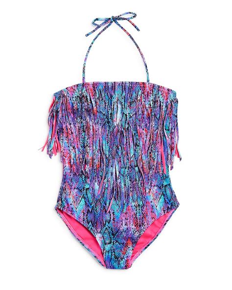 Peixoto Girls Snake Print Fringed Swimsuit Sizes 8 16 Bloomingdale