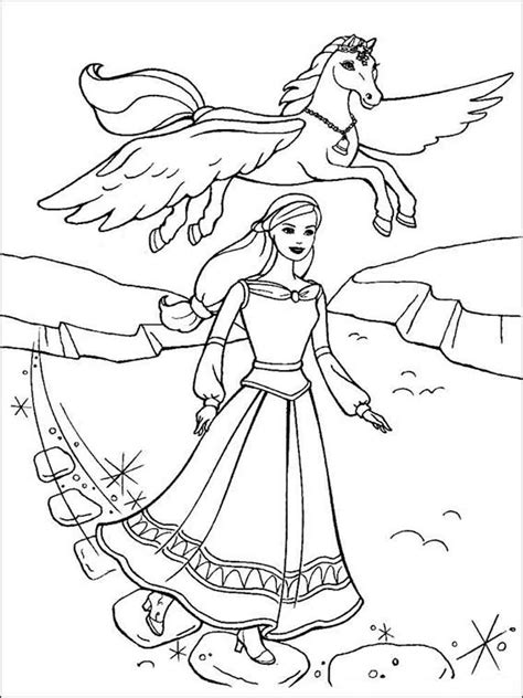 Tranh to mau cong chua. Barbie and Horse coloring pages. Free Printable Barbie and ...
