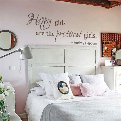 Happy Girls Are The Prettiest Girls Audrey Hepburn Wall Quote Vinyl Wall Decal Sticker 46 X16