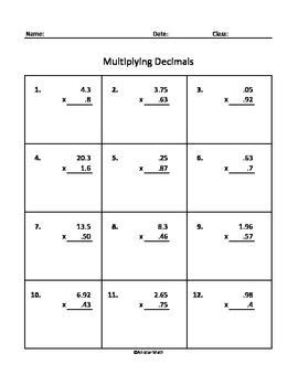 6th grade multiplying decimals worksheets, including multiplying decimals by whole numbers, multiplying decimals by decimals, mental multiplication of decimals, multiplying decimals by 10, 100, 1,000 or 10,000 and decimal multiplication in columns. Multiplying Decimals (With images) | Multiplying decimals ...