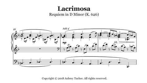 Organ Lacrimosa From Requiem In D Minor K 626 W A