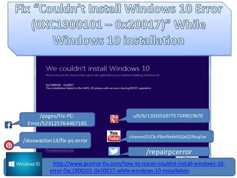 Couldnt Install Windows 10 Error 0 Xc1900101 0x20017