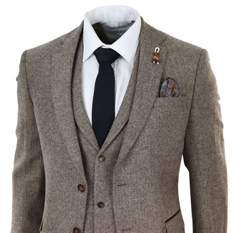 Oak Brown Herringbone Tweed 3 Piece Suit Buy Online Happy Gentleman