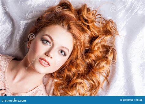 Beautiful Girl Lying On The Bed Stock Photo Image Of European