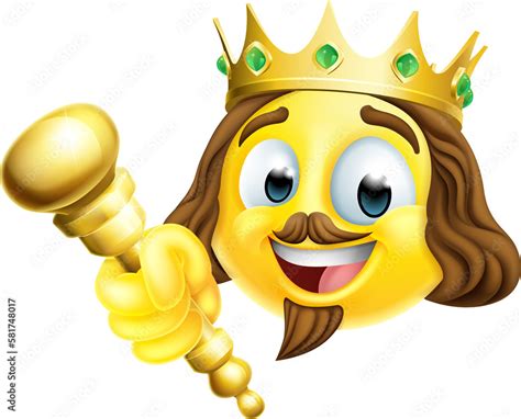 King Emoticon Emoji Face Gold Crown Cartoon Icon Ilustración De Stock