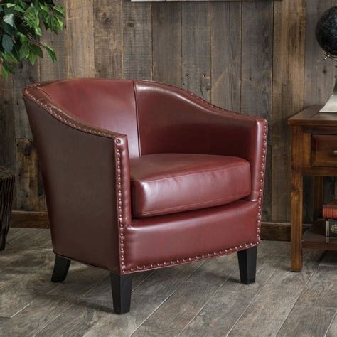 Flamaker power lift recliner chair pu leather for elderly with massage and heating ergonomic lounge chair for living room classic single sofa with 2 cup holders side pockets home theater seat (brown) 4.2 out of 5 stars. Christopher Knight Home Austin Oxblood Red Leather Club Chair - Overstock™ Shopping - Great ...