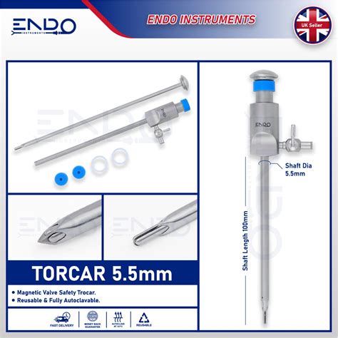 Endo New Laparoscopic Trocar Magnetic Cannula Safety Tip 55mm 5mm