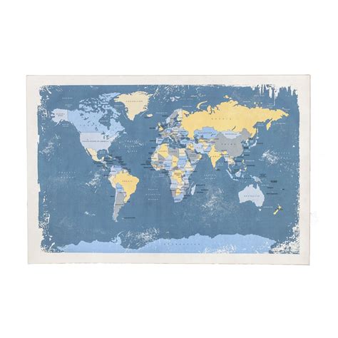 Blue World Map Canvas Map Canvas Print Abstract Canvas Painting Map