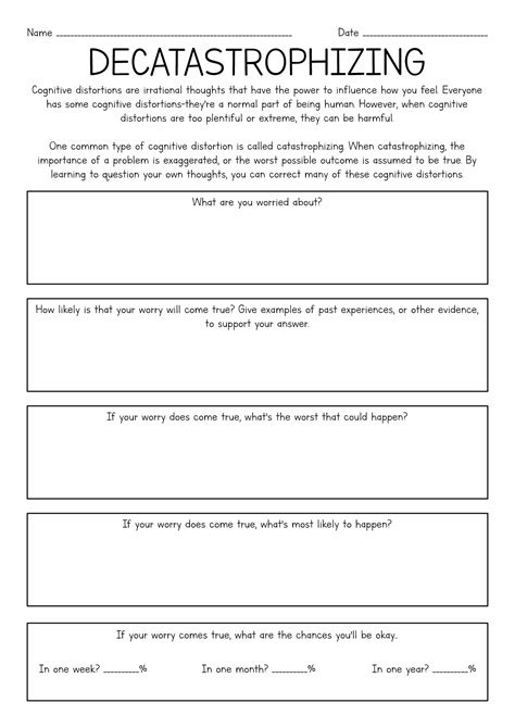 Cognitive Distortions Worksheets Free