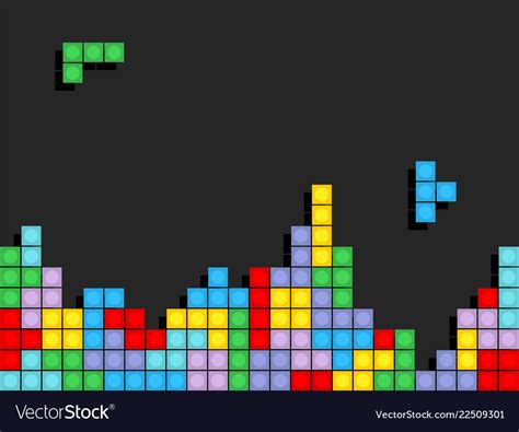 Game Tetris Pixel Bricks Colorful Background Vector Image
