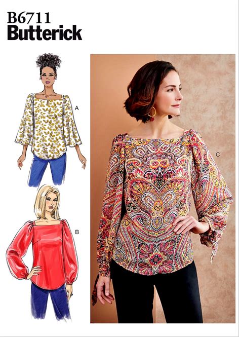 Sewing Pattern Women S Long Sleeve Top Pattern Tunic Tops Pattern Blouse Pattern
