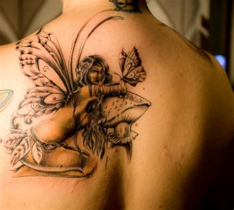 cool forest fairy with mushroom tattoo fairy tattoos fairy tattoo designs mushroom tattoos