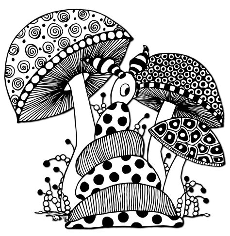 Little Mushroom Guy Zentangle Drawings Doodle Art Designs Zentangle Art