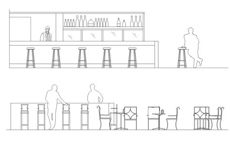 Hotel Bar And Furniture Detail Elevation D View Autocad File Autocad