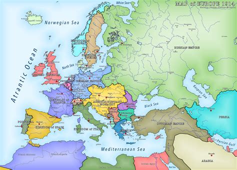 Map Of Europe 1914 A Map Of Europe Countries