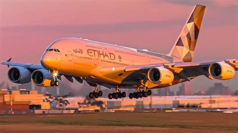 5 Etihad Airways Airbus A380 Landings Melbourne Airport Plane