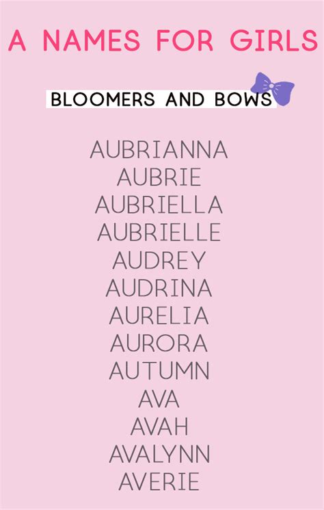 Girl Names That Start With A Bloomers And Bows