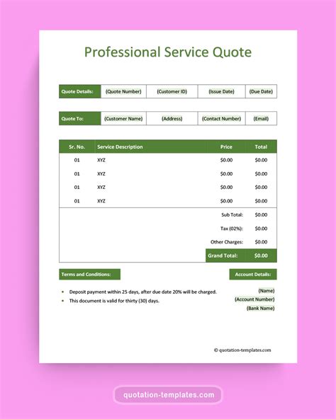 Professional Quotation Template Free Samples Examples And Formats