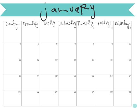 January 2015 Calendar Free Printable Live Craft Eat