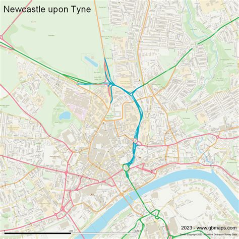 Newcastle Upon Tyne Vector Street Map