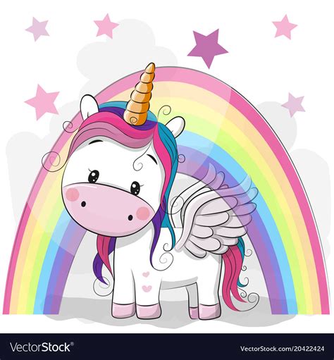 Cute Cartoon Unicorn And Rainbow Royalty Free Vector Image