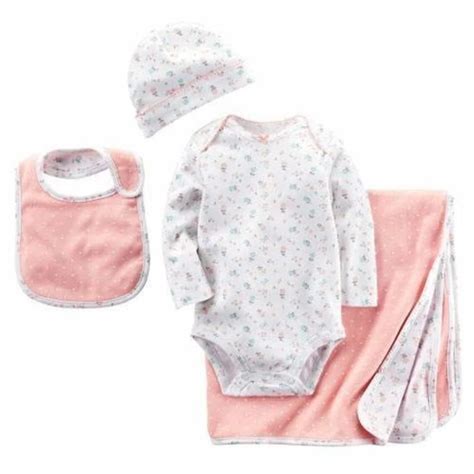 Carters Infant Layette 4pc T Set Size 0 6mo Blanket Cap Bib