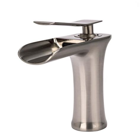It doesn't show fingerprints or water spots and is easy to clean. Single-Hole Single-Handle Waterfall Bathroom Faucet in ...